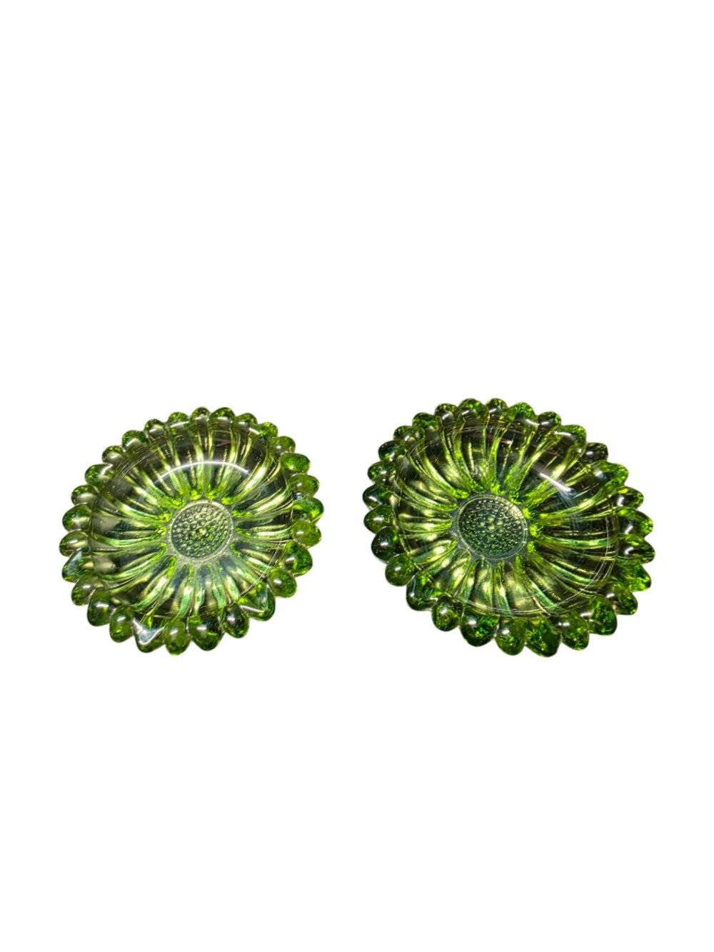 Vintage MCM Green Hazel Atlas Sunflower Ashtray Trinket Dish